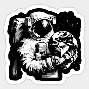 Vintage Astronaut Outer Space Science Earth Retro Space Sticker